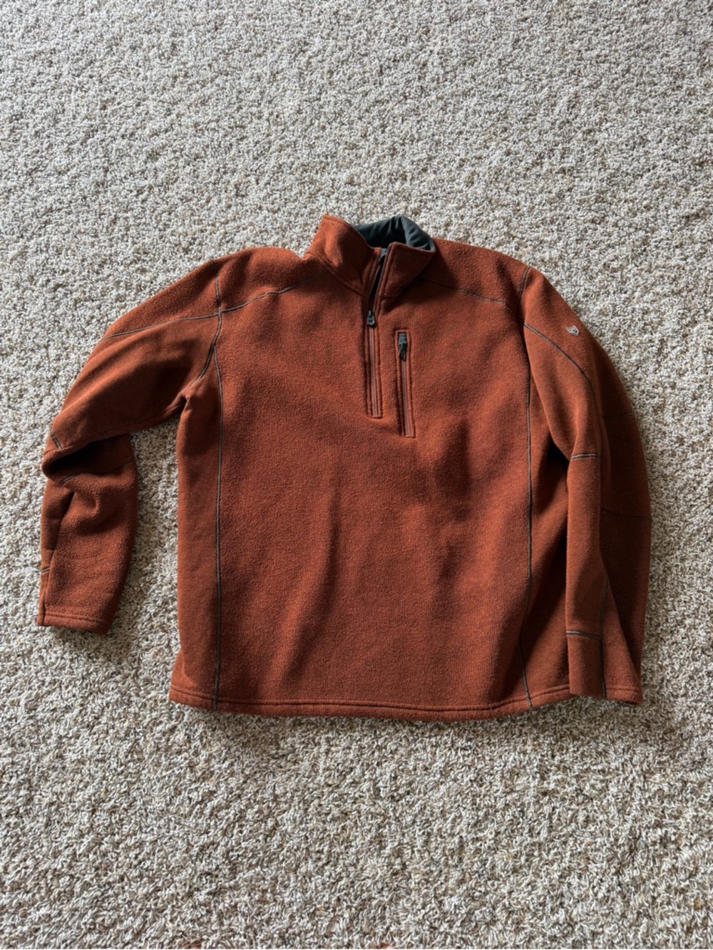 Kuhl Men's Rust Orange Fleece Quarter-Zip Sweater